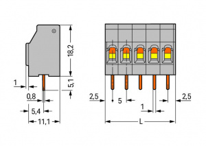 740-124 Клемма на печатную плату; 2,5 мм2; Шаг контактов 5 мм; 24-пол.; CAGE CLAMP