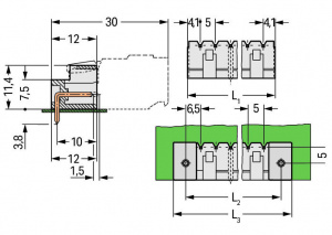 721-480/001-000 Вилка THT; 1.2 x 1.2 mm solder pin; угловые; 100% защита от неправильного подсоединения; Шаг контактов 5 мм; 20-пол.