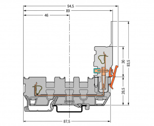 769-214 1-проводные / 1-контактные базовые клеммы; с 3 позициями для перемычки; для DIN-рейки 35 x 15 и 35 x 7,5; 4 mm2; CAGE CLAMP