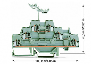 280-549 Трехуровневые клеммы; Проходные / проходные / проходные клеммы; для DIN-рейки 35 x 15 и 35 x 7,5; 2,5 мм2; CAGE CLAMP
