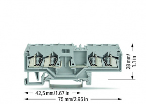 280-686 4-проводные базовые клеммы; для DIN-рейки 35 x 15 и 35 x 7,5; 2,5 мм2; CAGE CLAMP