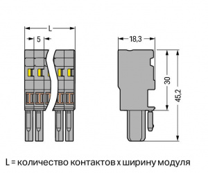 769-103 1-проводниковая розетка; 4 mm2; 3-пол.