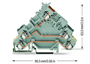 280-583 3-проводные клеммы для подключения исполнительных устройств; с цветн. отверст. для ввода проводников; 2,5 мм2; CAGE CLAMP