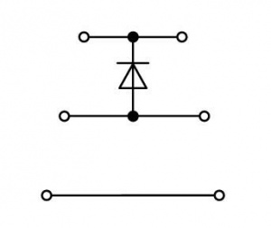 870-590/281-410 Компонентная клемма; трехуровн.; с диодом 1N4007; анод слева; для DIN-рейки 35 x 15 и 35 x 7,5; 2,5 мм2; CAGE CLAMP