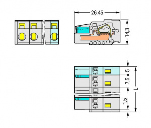 721-205/026-000 1-проводниковая розетка; 100% защита от неправильного подсоединения; 2,5 мм2; Шаг контактов 7,5 мм; 5-пол.