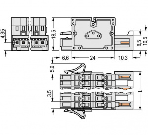 734-368/037-000 2-conductor combi strip; 100% защита от неправильного подсоединения; Фиксирующий рычаг; 1,5; Шаг контактов 3,5 мм; 8-пол.