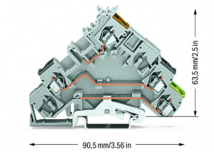 280-585 2-пров. клеммы для исполн. устройств; с цветн. отверст. для ввода проводников; 2,5 мм2; CAGE CLAMP