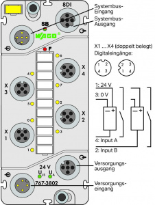 767-3802 Модуль, 8 дискретных входов; тока; 4 x M12, два выхода на соединитель