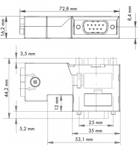 750-972 Разъем полевой шины PROFIBUS; с розеткой и вилкой D-Sub; 9-пол.
