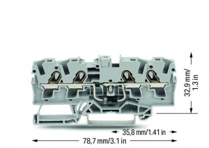 2004-1411/1000-401 Компонентная клемма; 4-проводн.; с диодом 1N5408; анод справа; для DIN-рейки 35 x 15 и 35 x 7,5; 4 mm2; Push-in CAGE CLAMP