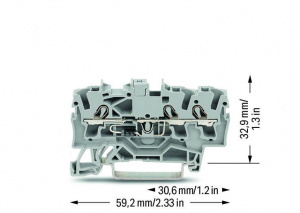 2002-1311/1000-411 Компонентная клемма; 3-проводн.; с диодом 1N4007; анод справа; для DIN-рейки 35 x 15 и 35 x 7,5; 2,5 мм2; Push-in CAGE CLAMP
