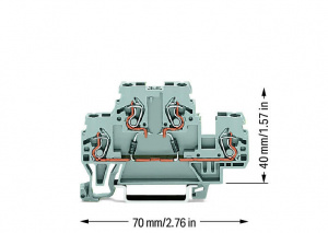 870-542/281-487 Компонентная клемма; двухуровн.; с 2 диодами 1N4007; Нижний анод; для DIN-рейки 35 x 15 и 35 x 7,5; 2,5 мм2; CAGE CLAMP