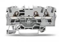 2004-1301 3-проводные проходные клеммы; 4 mm2; подходят для исполнений Ex e II; боковая и центральная маркировка; для DIN-рейки 35 x 15 и 35 x 7,5; Push-in CAGE CLAMP