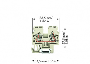 870-919 2-проводные проходные клеммы; 2,5 мм2; подходят для исполнений Ex e II; боковая и центральная маркировка; для рейки DIN-15; CAGE CLAMP
