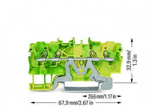 2000-1407 4-проводные клеммы с заземлением; 1 мм2; подходят для исполнений Ex e II; боковая и центральная маркировка; для DIN-рейки 35 x 15 и 35 x 7,5; Push-in CAGE CLAMP