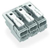 294-4043 Соединитель для светильников; нажимная кнопка, внешняя; без заземляющего контакта; 3-пол.; Стор. свет.: для одножильных проводников; Инст. стор.: для всех типов проводников; макс. 2,5 мм2; Темп. окруж. среды: макс. 85 °C (T85)