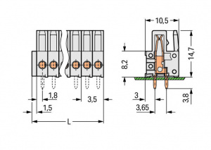 734-484 Розетка под пайку THT; 0.9 x 0.9 mm solder pin; прямые; 100% защита от неправильного подсоединения; Шаг контактов 3,5 мм; 24-пол.