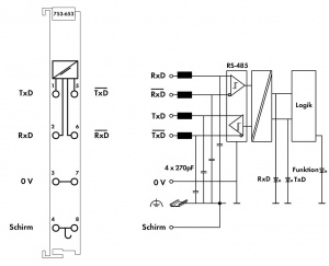 753-653 Интерфейс RS-485; 9600 бод; N'; 8/1 бит