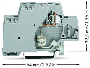 280-503/281-579 Компонентная клемма; двухуровн.; с торцевой пластиной; с газонаполненным разрядником для защиты от перенапряжения; для DIN-рейки 35 x 15 и 35 x 7,5; 2,5 мм2; CAGE CLAMP