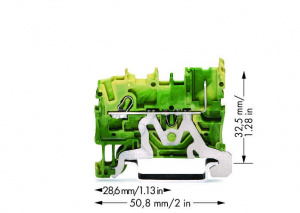 2022-1207 1-проводные / 1-контактные базовые клеммы с заземлением; для DIN-рейки 35 x 15 и 35 x 7,5; 2,5 мм2; Push-in CAGE CLAMP