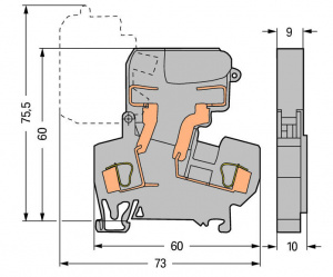 281-613 2-проводные клеммы с предохранителем; с поворотным патроном предохранителя; без индикации перегорания предохранителя; для DIN-рейки 35 x 15 и 35 x 7,5; 4 mm2; CAGE CLAMP