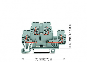 870-541/281-492 Компонентная клемма; двухуровн.; с 2 диодами 1N4007; Верхний анод, левый анод; для DIN-рейки 35 x 15 и 35 x 7,5; 2,5 мм2; CAGE CLAMP