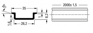 210-196 Алюминиевая несущая рейка; 35 x 8,2 мм; толщиной 1,6 мм; длиной 2 м; неперфорированная; аналогично EN 60715