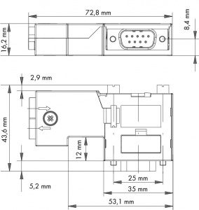750-971 Разъем полевой шины PROFIBUS; с вилкой D-Sub; 9-пол.
