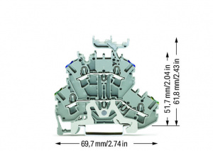 2002-2247 Двухуровневые клеммы; Клеммы с заземлением проводника / проходные клеммы; PE/N; с нанесением маркировки; подходят для исполнений Ex e II; для DIN-рейки 35 x 15 и 35 x 7,5; 2,5 мм2; Push-in CAGE CLAMP