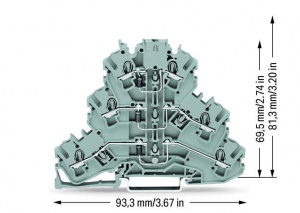 2002-3212/1000-673 Компонентная клемма; трехуровн.; с 3 диодами 1N4007; Правый анод; для DIN-рейки 35 x 15 и 35 x 7,5; 2,5 мм2; Push-in CAGE CLAMP