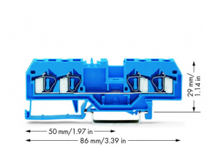 281-654 4-проводные проходные клеммы; 4 mm2; подходят для исполнений Ex i; центральная маркировка; для DIN-рейки 35 x 15 и 35 x 7,5; CAGE CLAMP