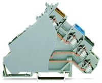 280-588/280-320 4-проводные клеммы с датчиком; для датчиков PNP-переключения (положительного); для штекерных предохранителей; с серой торцевой пластиной; с цветн. отверст. для ввода проводников; 2,5 мм2; CAGE CLAMP