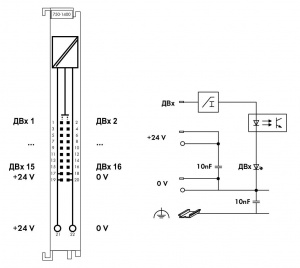 750-1400 16-канальный дискретный вход; тока; 3 мс; Плоский кабель