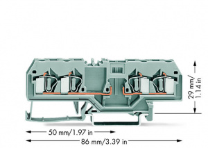 281-656 4-проводные базовые клеммы; для DIN-рейки 35 x 15 и 35 x 7,5; 4 mm2; CAGE CLAMP