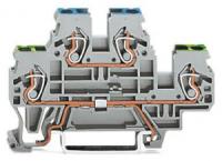 870-517 Двухуровневые клеммы; Клеммы с заземлением проводника / проходные клеммы; PE/N; без нанесения маркировки; Синее отв. для ввода пров., верх. уров.; для DIN-рейки 35 x 15 и 35 x 7,5; 2,5 мм2; CAGE CLAMP