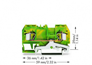 281-907/999-950 2-проводные клеммы с заземлением; 4 mm2; подходят для исполнений Ex e II; центральная маркировка; для DIN-рейки 35 x 15 и 35 x 7,5; CAGE CLAMP