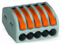 222-415 Соединитель для сращивания CLASSIC; для всех типов проводников; макс. 4 мм2; 5-проводн.; с рычагами; серый корпус; Темп. окруж. среды: макс. 40 °C