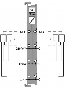 750-407/040-000 2-канальный дискретный вход; 220 В постоянного тока; 3 мс; Extreme