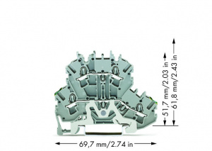 2002-2227 Двухуровневые клеммы; Клеммы с заземлением проводника / проходные клеммы; PE/L; без нанесения маркировки; подходят для исполнений Ex e II; для DIN-рейки 35 x 15 и 35 x 7,5; 2,5 мм2; Push-in CAGE CLAMP