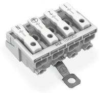 294-4414 Соединитель для светильников; нажимная кнопка, внешняя; с винтовым заземляющим контактом; 4-пол.; Стор. свет.: для одножильных проводников; Инст. стор.: для всех типов проводников; макс. 2,5 мм2; Темп. окруж. среды: макс. 85 °C (T85)