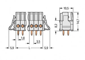 734-484/037-000 Розетка под пайку THT; 0.9 x 0.9 mm solder pin; прямые; 100% защита от неправильного подсоединения; Фиксирующий рычаг; Шаг контактов 3,5 мм; 24-пол.