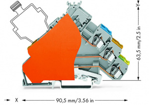 280-575/280-323 3-проводные клеммы для подключения исполнительных устройств; с заземляющим контактом; с цветн. отверст. для ввода проводников; 2,5 мм2; CAGE CLAMP
