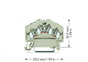 280-996 4-проводные проходные клеммы; 2,5 мм2; подходят для исполнений Ex e II; центральная маркировка; для DIN-рейки 35 x 15 и 35 x 7,5; CAGE CLAMP