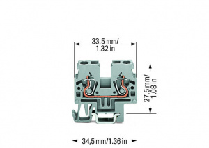 870-911 2-проводные проходные клеммы; 2,5 мм2; боковая и центральная маркировка; для рейки DIN-15; CAGE CLAMP