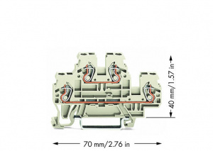 870-961 Двухуровневые клеммы; Проходные / проходные клеммы; L/L; подходят для исполнений Ex e II; для DIN-рейки 35 x 15 и 35 x 7,5; 2,5 мм2; CAGE CLAMP