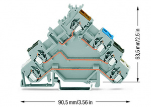280-580 4-проводные клеммы с датчиком; с цветн. отверст. для ввода проводников; 2,5 мм2; CAGE CLAMP