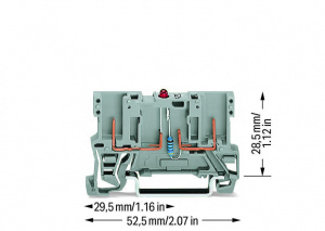 769-229/281-413 2-контактная компонентная несущая клемма; красный светодиод; тока; для DIN-рейки 35 x 15 и 35 x 7,5