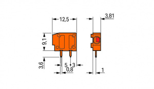 235-101/330-000 Наборная клемма на печатную плату; 1,5; Шаг контактов 3,81 мм; 1-пол.; PUSH WIRE