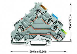 280-570/281-434 4-проводные клеммы с датчиком; красный светодиод; для датчиков PNP-переключения (положительного); 2,5 мм2; CAGE CLAMP