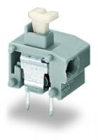 235-851/332-000 Наборная 2-пров. клемма на печ. плату; нажимная кнопка; 0,75 мм2; Шаг контактов 10/10,16 мм; 1-пол.; PUSH WIRE